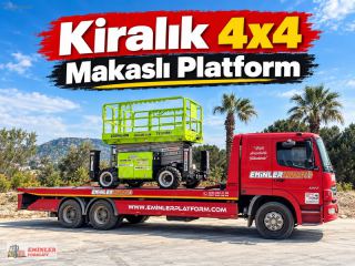 Kiralık 4X4 Akülü Makaslı Platform 14 Metre Çalışma Yüksekliği